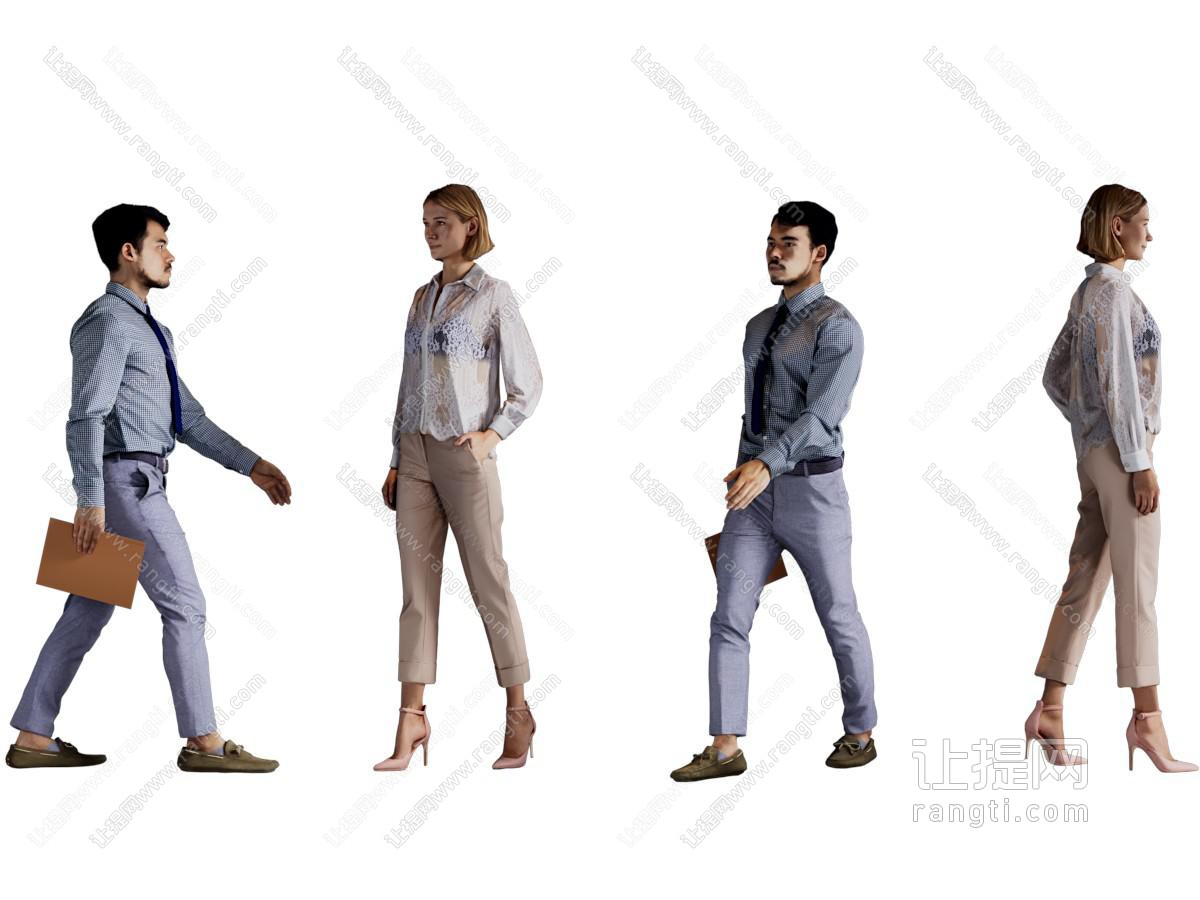 现代走路的男人 女人