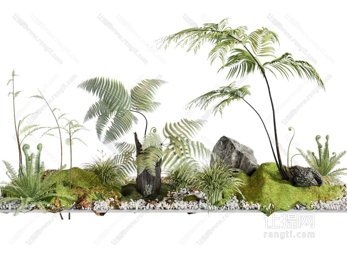 现代花草 石子景观园艺小品