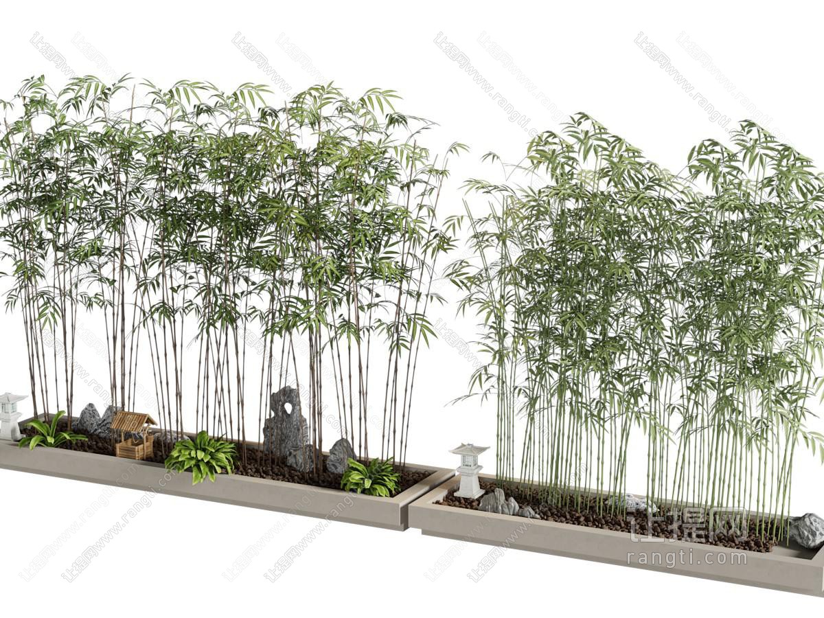 新中式花坛竹子假山景观园艺小品