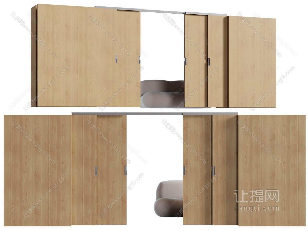现代实木推拉门