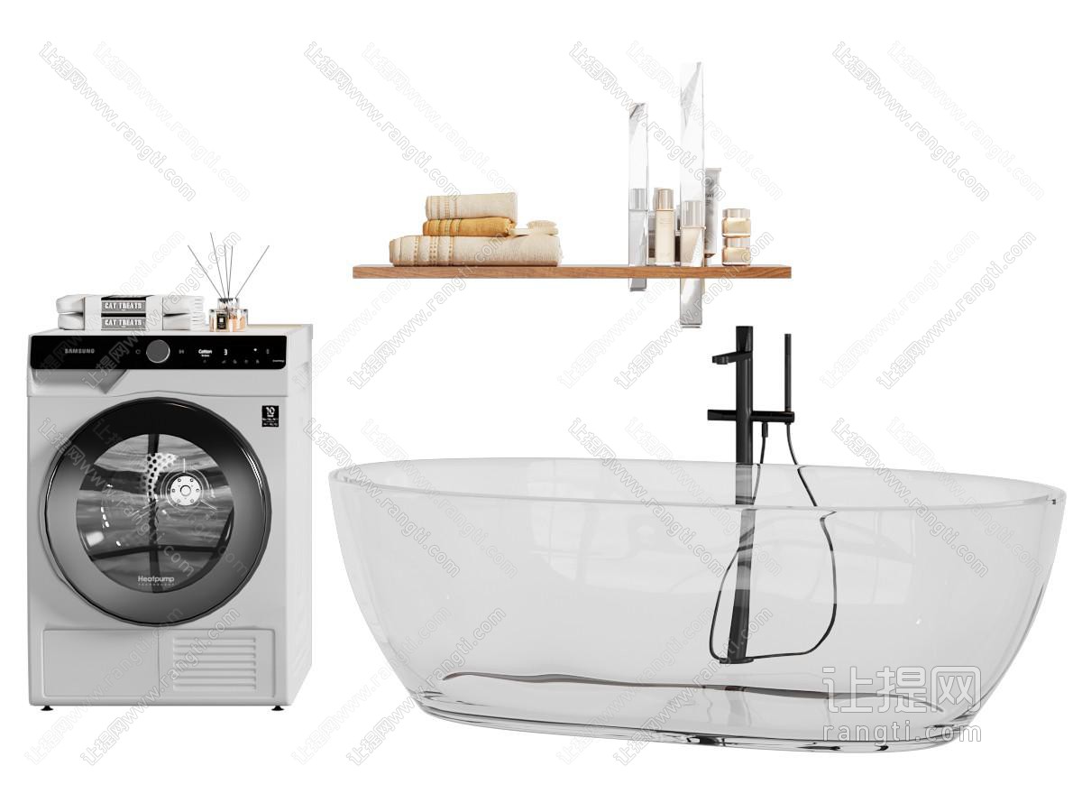 现代透明浴缸浴盆 洗衣机 洗浴用品
