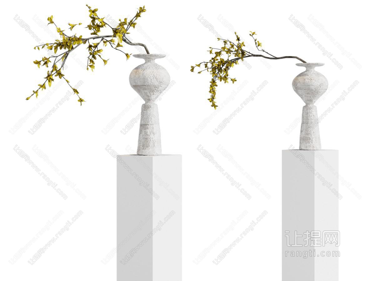 侘寂风花瓶花卉