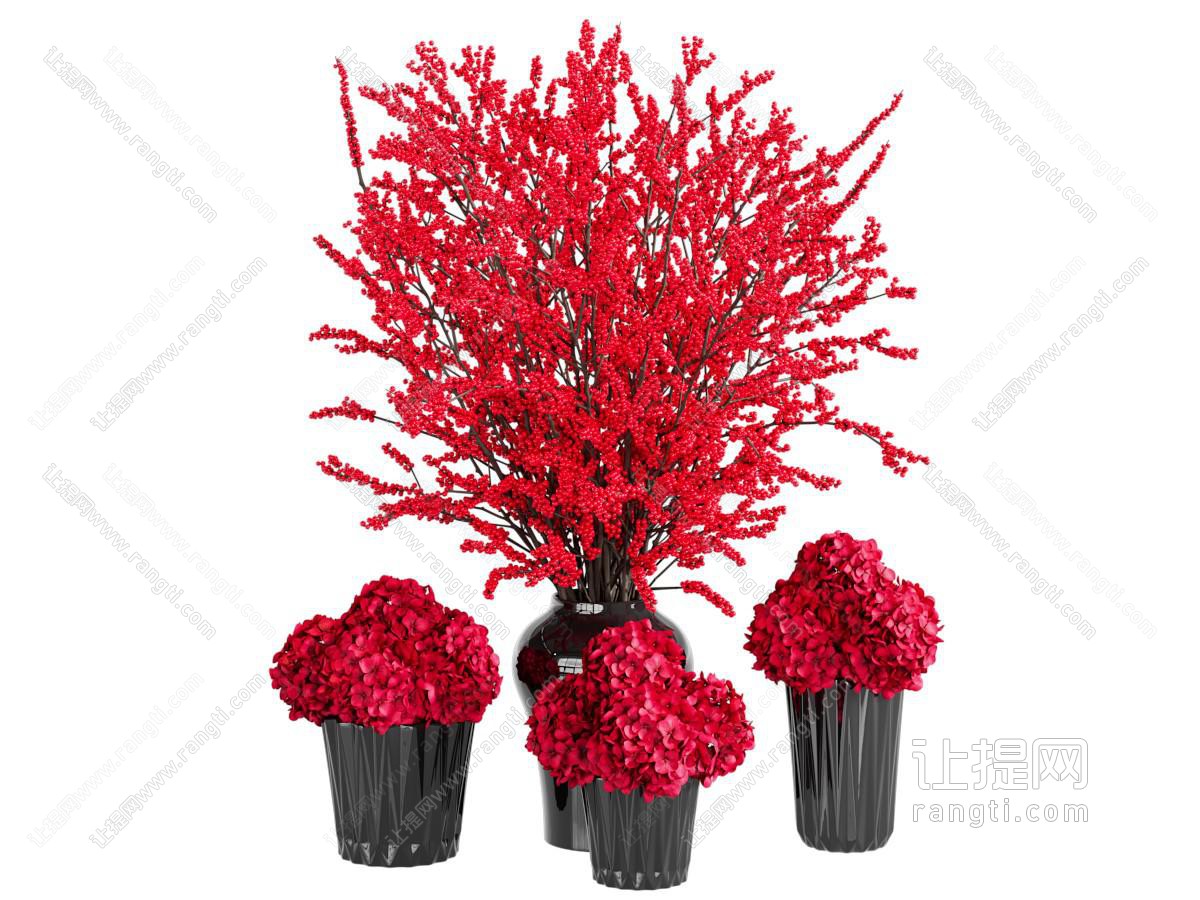 新中式黑色花瓶花卉