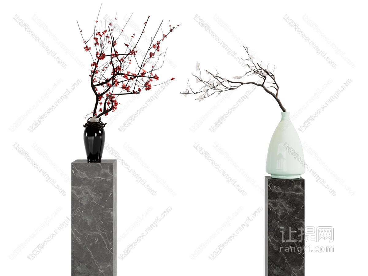 新中式花瓶花卉 摆件组合