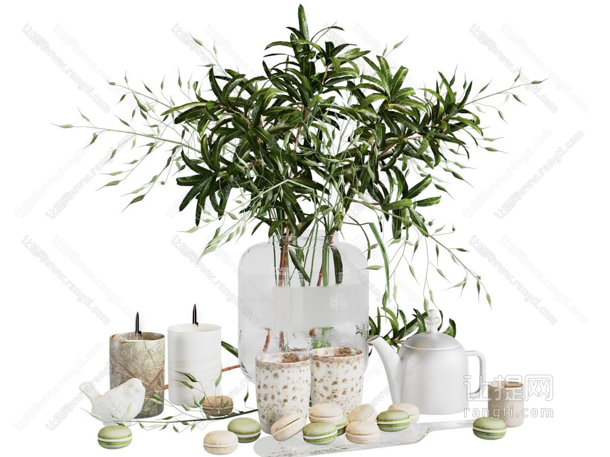 现代茶具杯子 花瓶花卉摆件组合