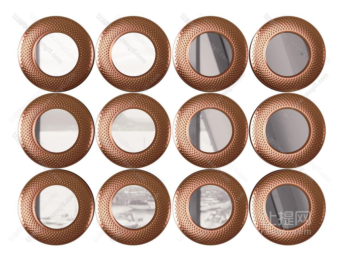 现代铜制边框的装饰镜子