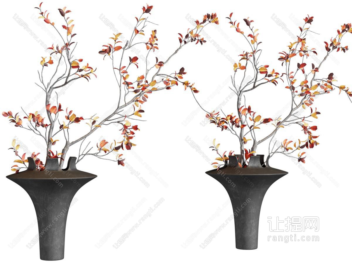 侘寂风花瓶花卉