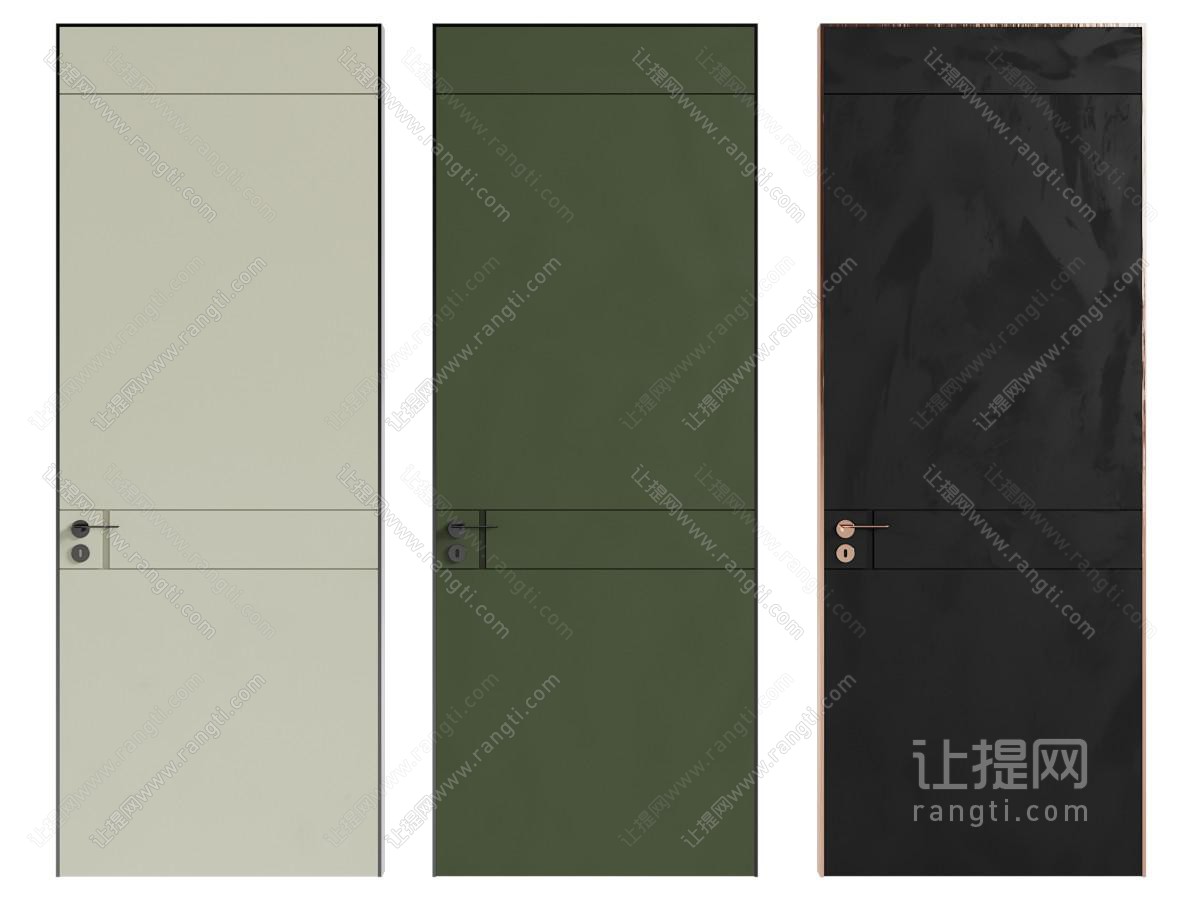现代单扇平开门 木门