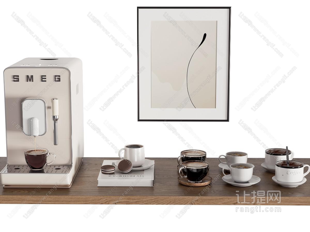 现代咖啡机 咖啡杯子 咖啡饮料