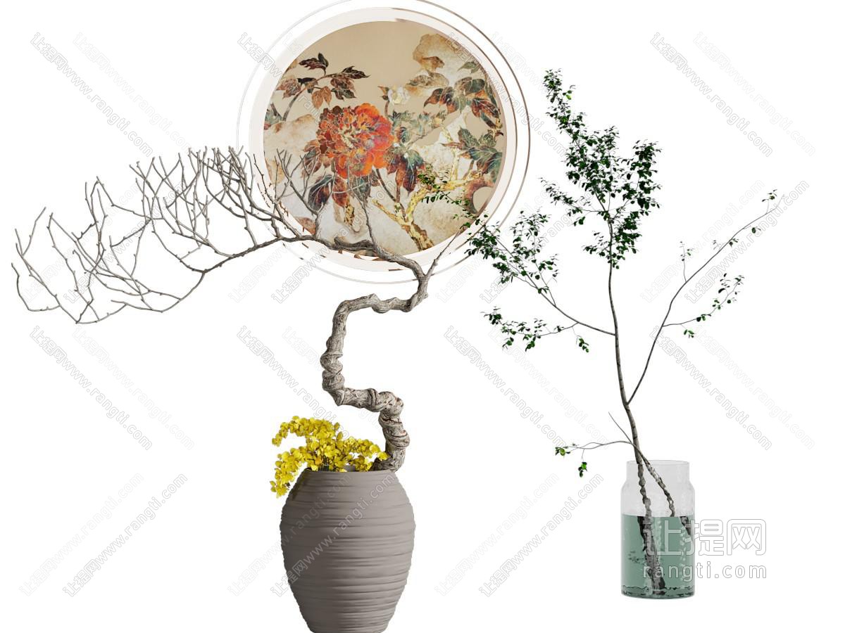 侘寂风花瓶花卉 挂画