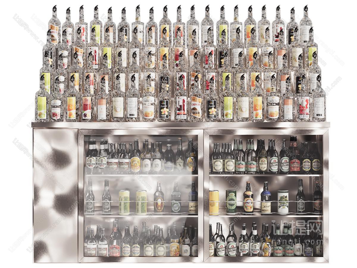 现代不锈钢酒架 展台 酒瓶酒杯