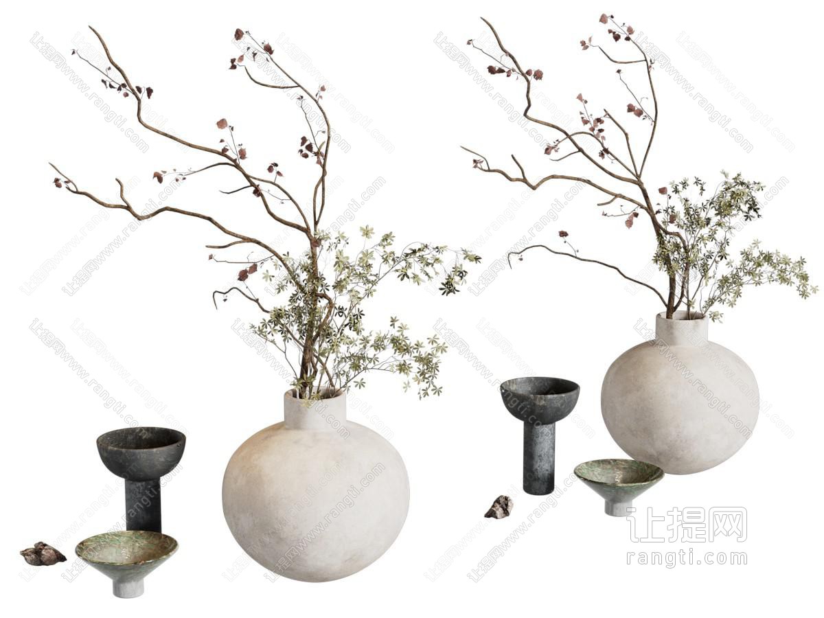 侘寂风花瓶花卉摆件组合