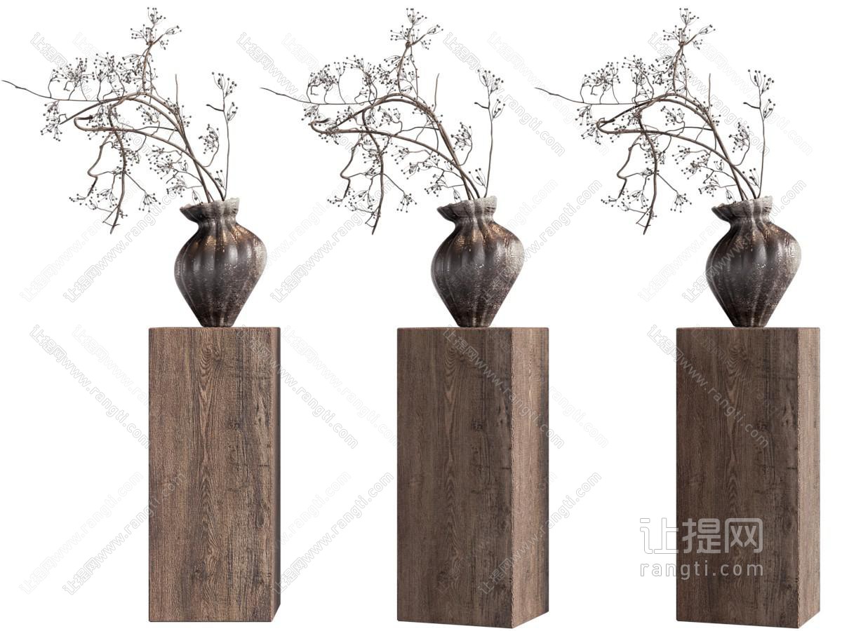 侘寂风花瓶花卉摆件组合