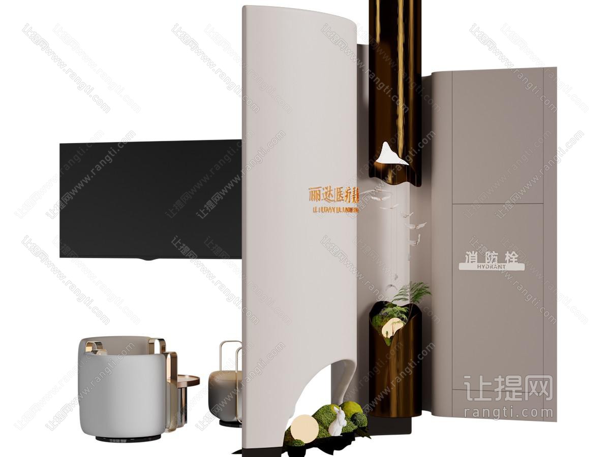 现代轻奢室内景观园艺小品