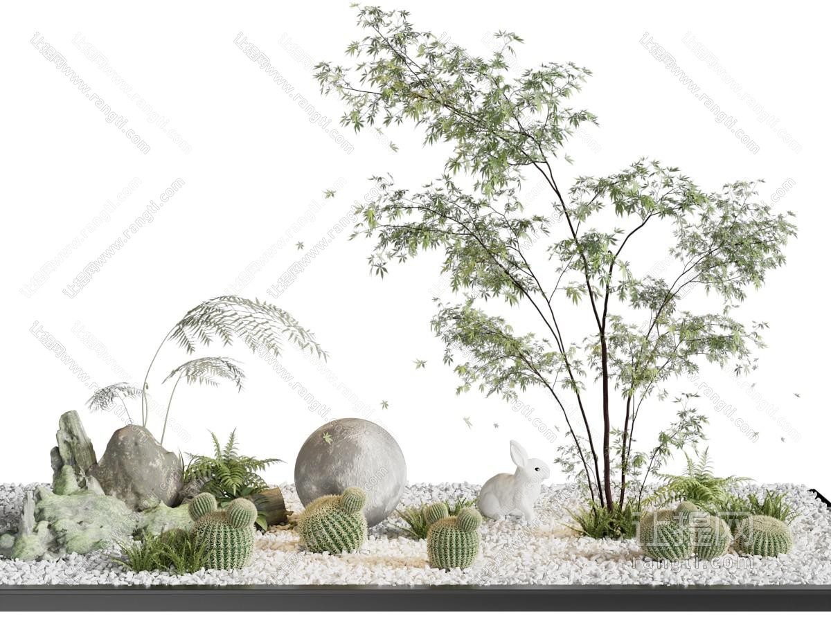 现代花坛 石头 花草景观园艺小品