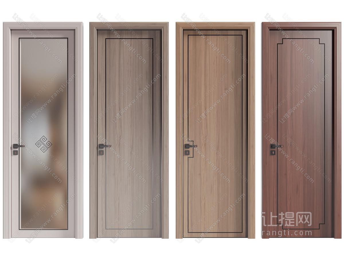 新中式单扇平开门 木门