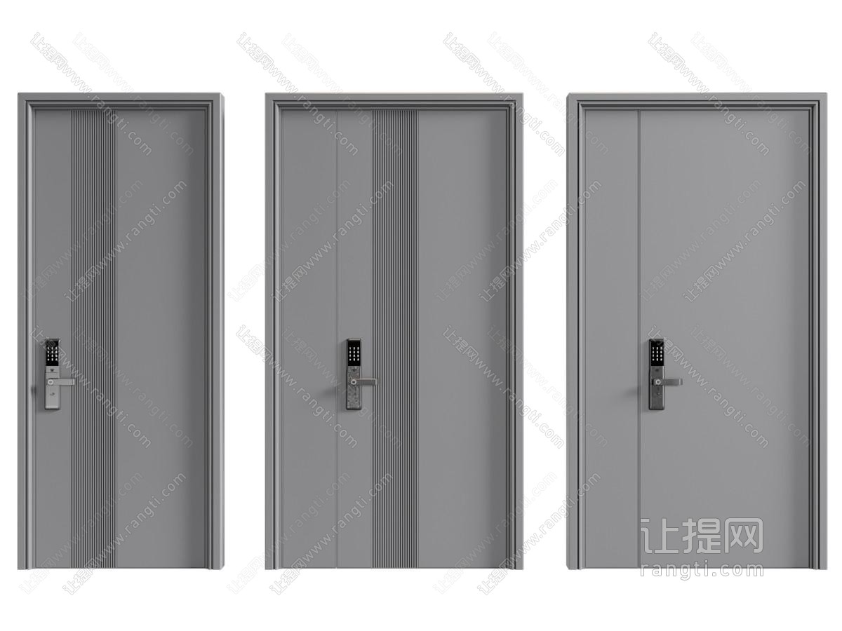 现代带密码锁的入户平开门