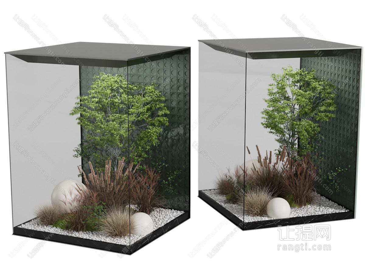 现代室内花草玻璃景观园艺小品