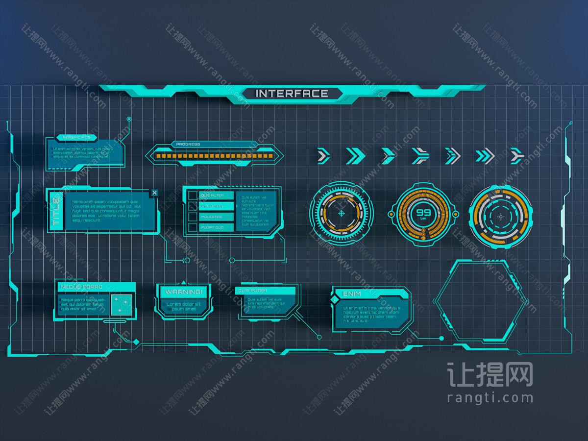 现代科技元素 箭头 边框 墙饰 电路板