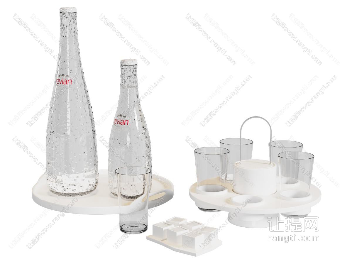 现代玻璃瓶装水 茶具杯子