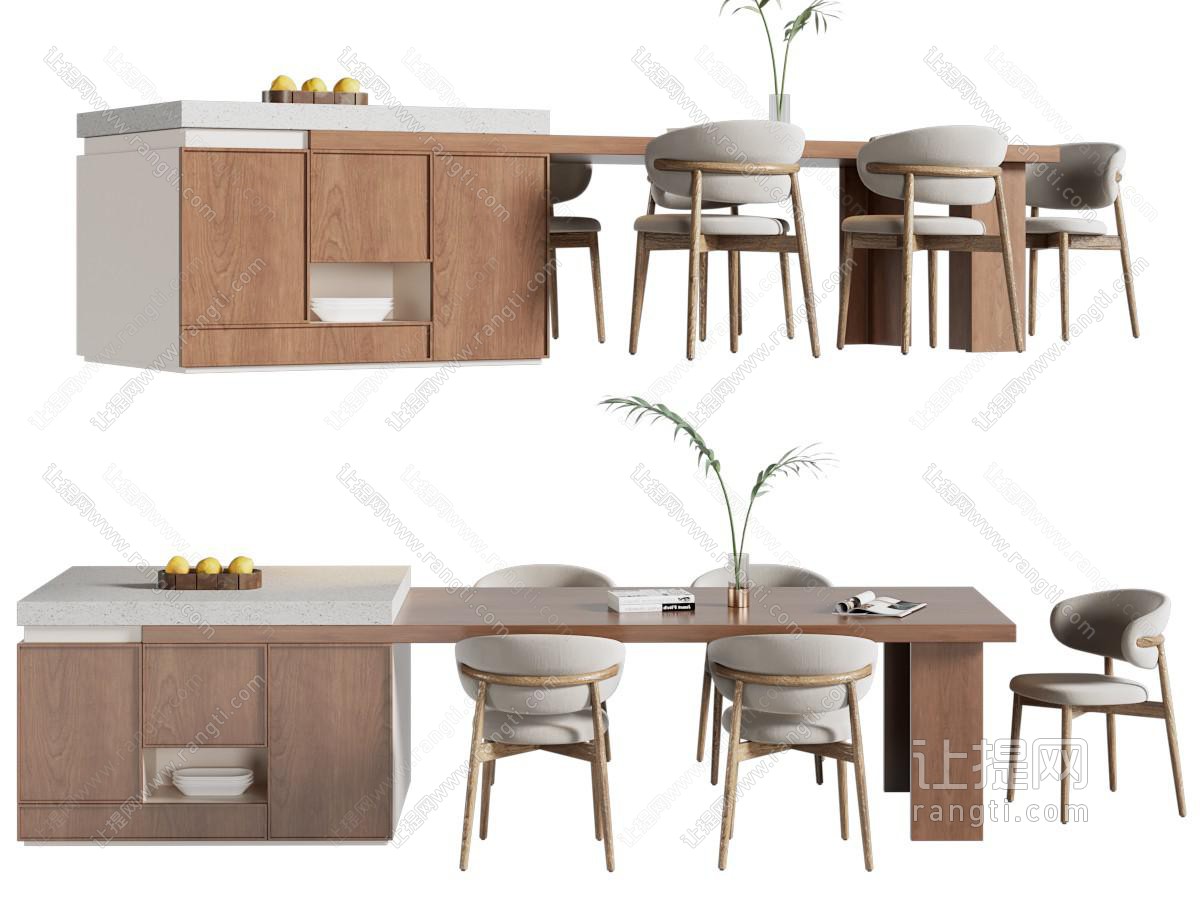 现代水吧台餐桌椅组合