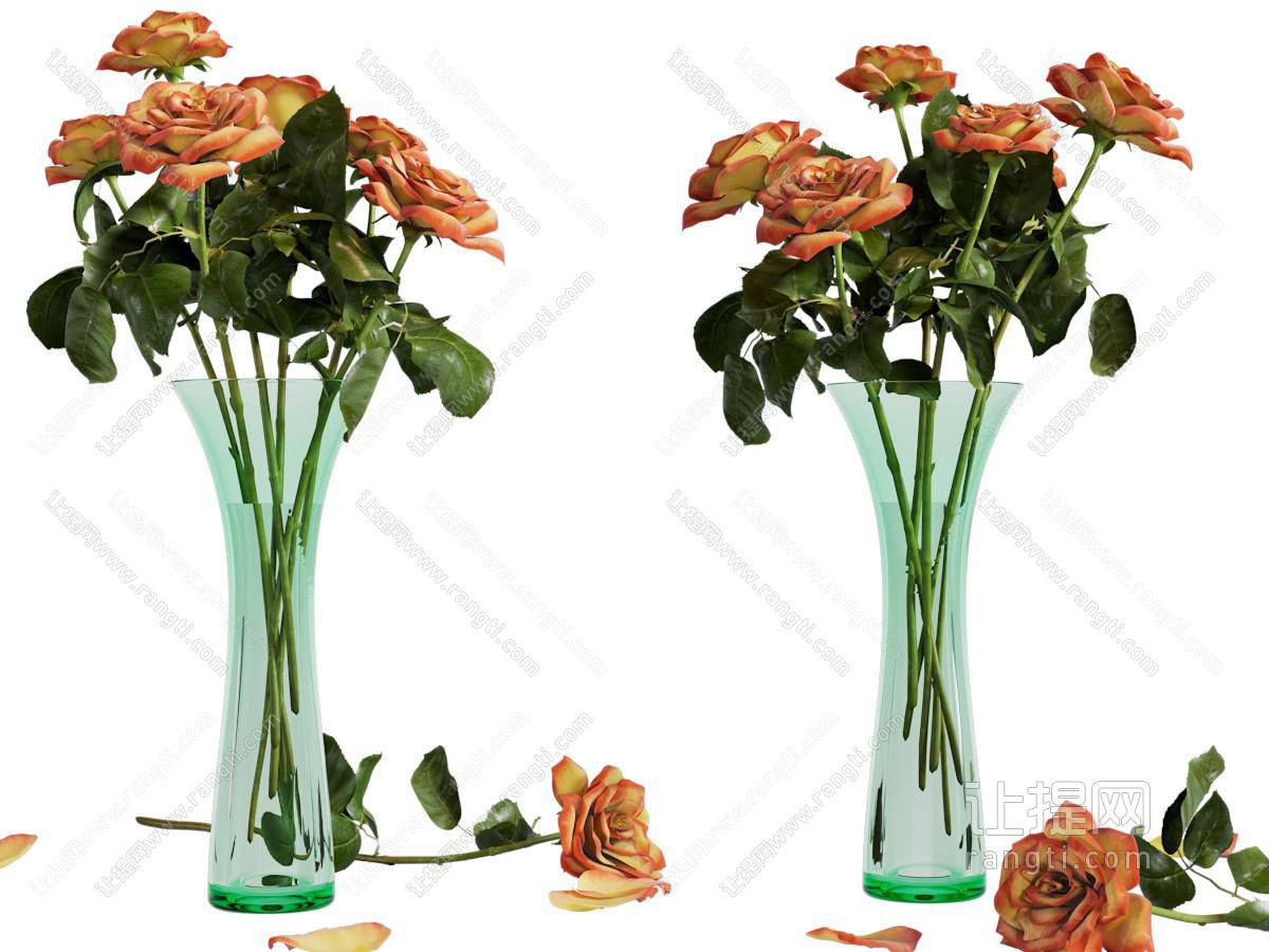现代玻璃花瓶花卉