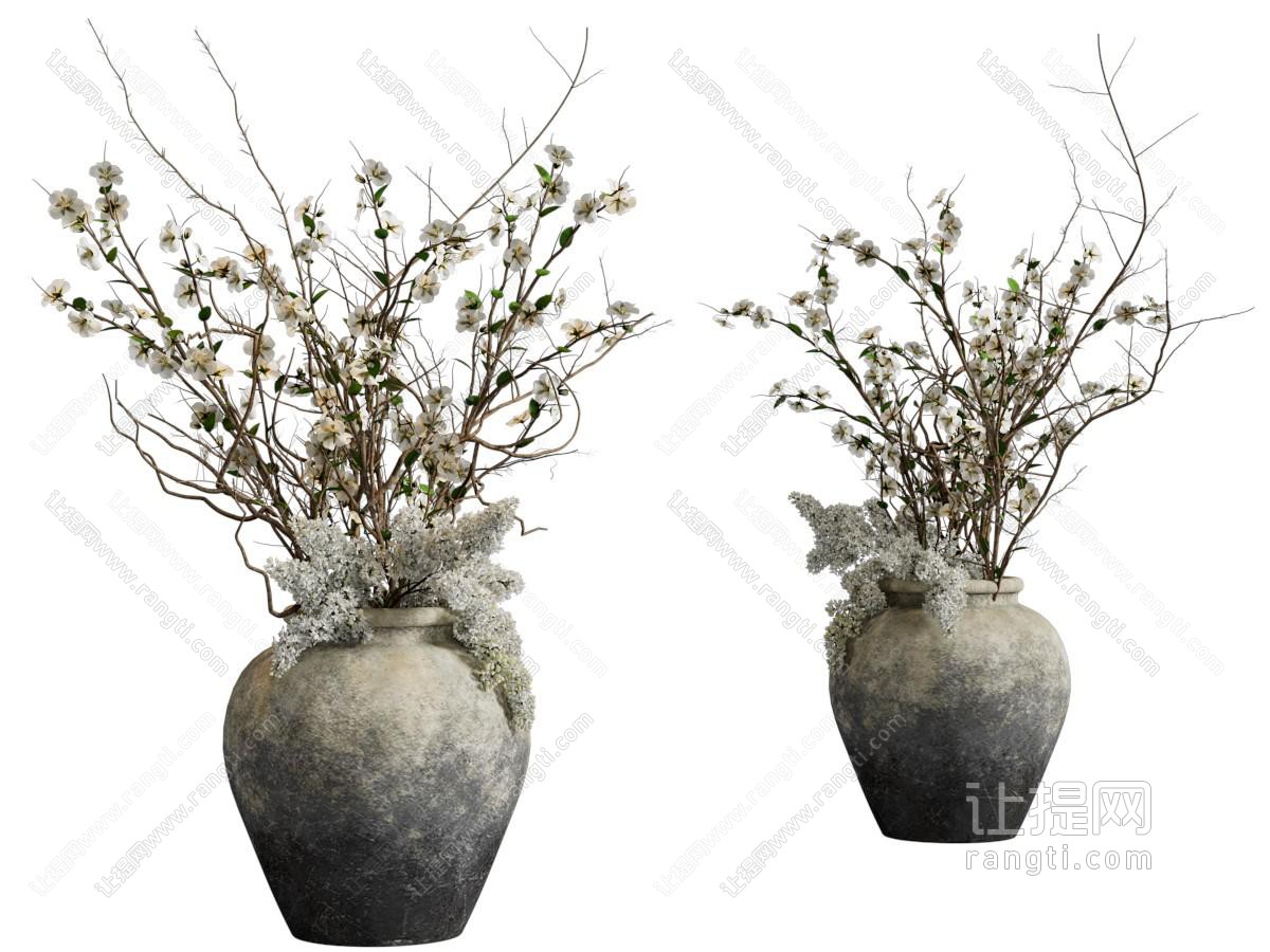 侘寂风陶罐花瓶花卉
