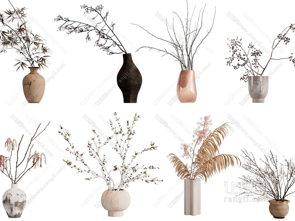 现代花瓶花卉 摆件组合