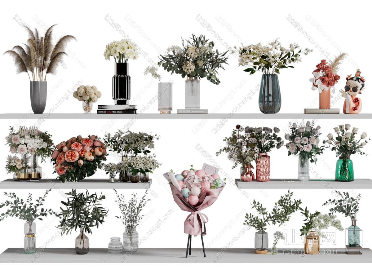 现代花瓶花卉 摆件组合