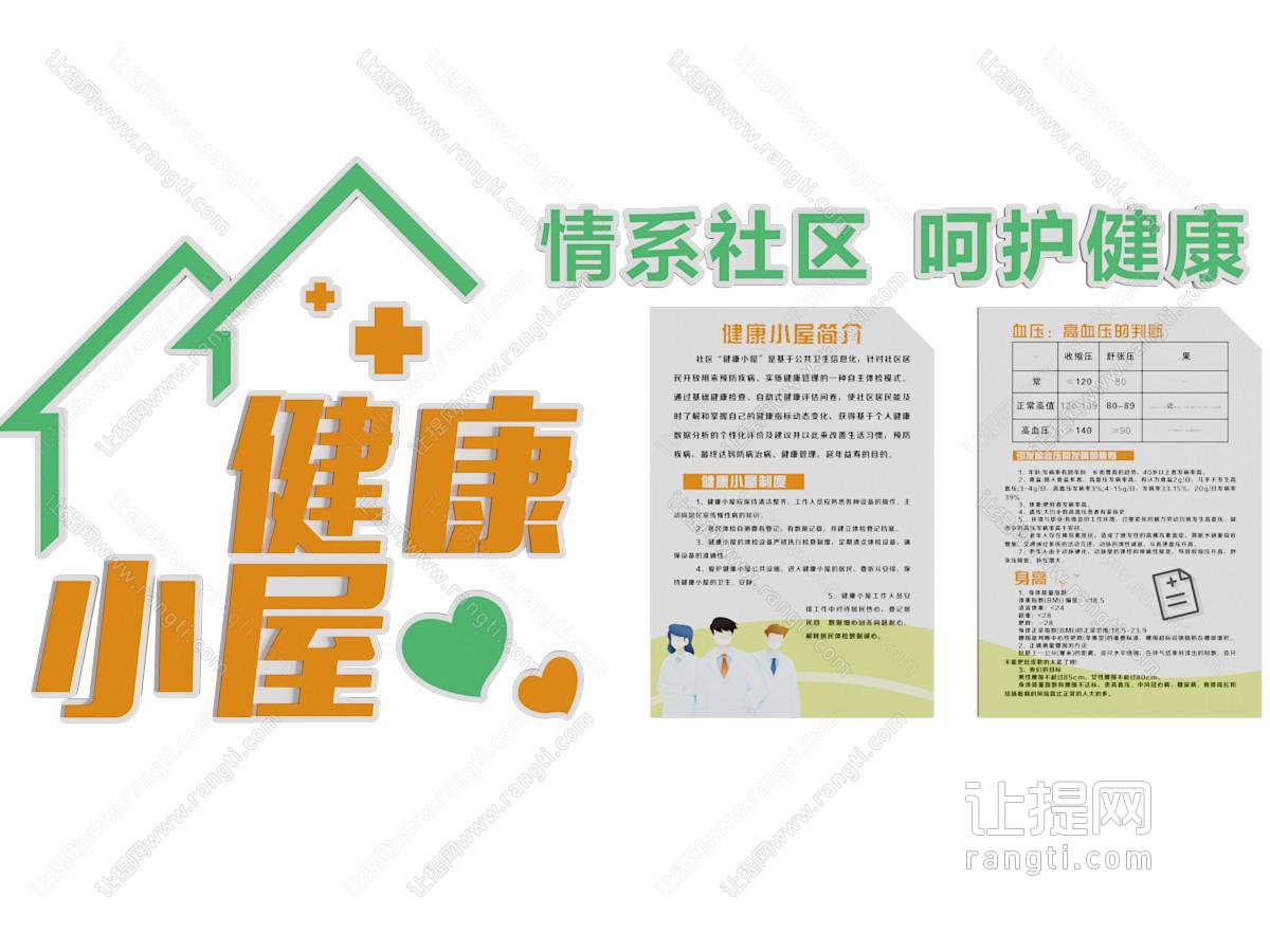 现代社区医疗知识文化背景墙