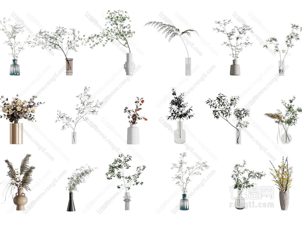 现代花瓶花卉 摆件组合
