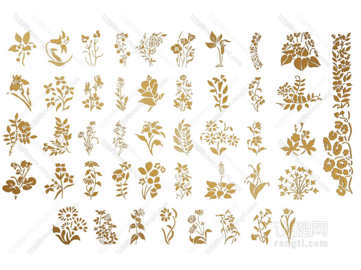 现代花卉剪纸 剪影 墙饰 贴画