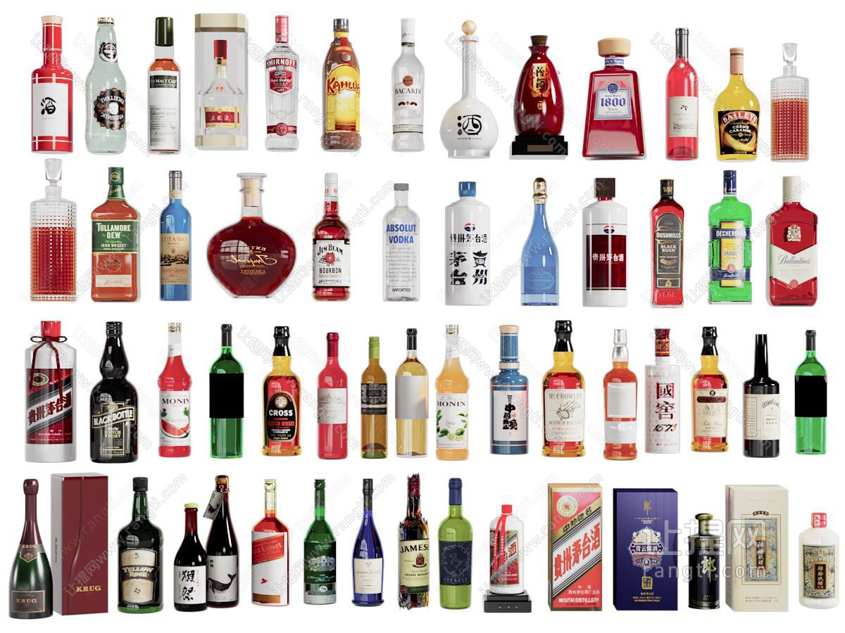 现代洋酒 香槟 白酒 红酒 酒瓶