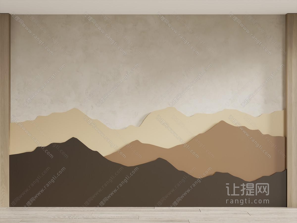新中式装饰山脉景观墙 背景墙