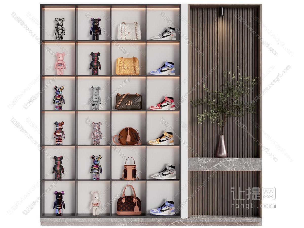现代暴力熊 手提包 鞋子装饰柜 展柜