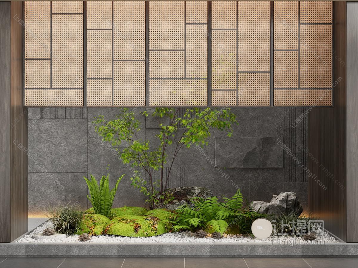 侘寂风室内花草景观园艺小品