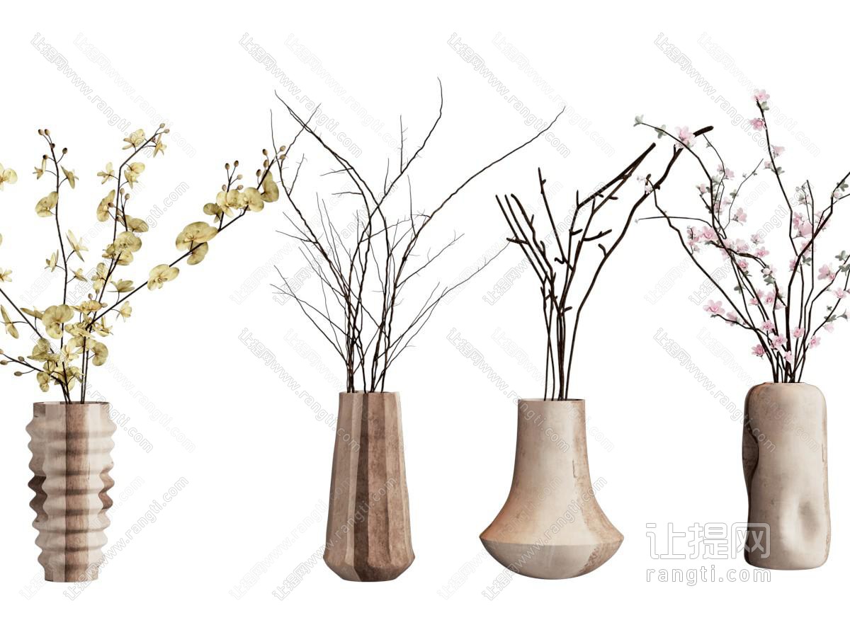 侘寂风花瓶花卉