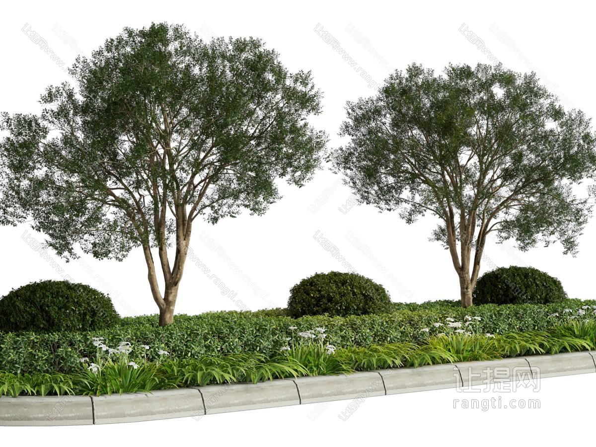 现代花坛花草 景观树木园艺小品