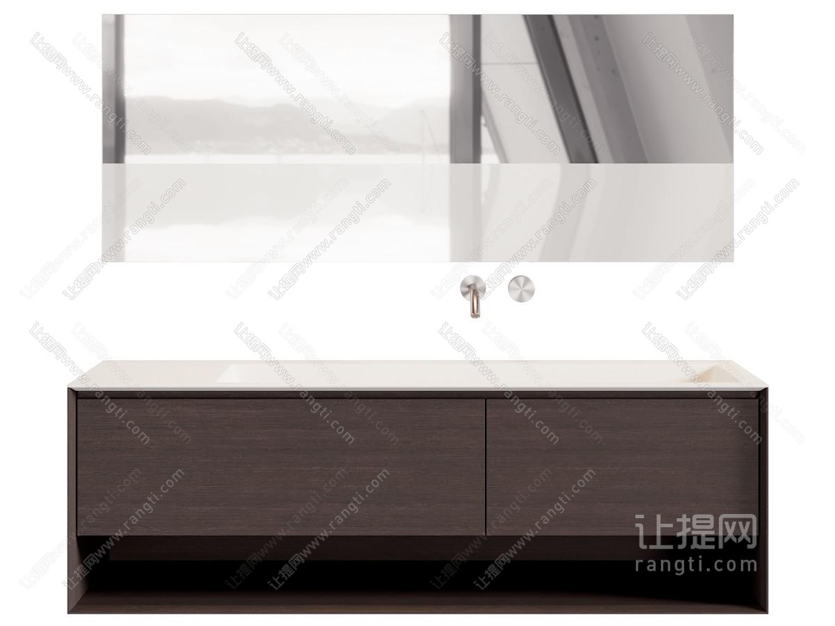 现代双盆洗手台 镜柜 浴室柜