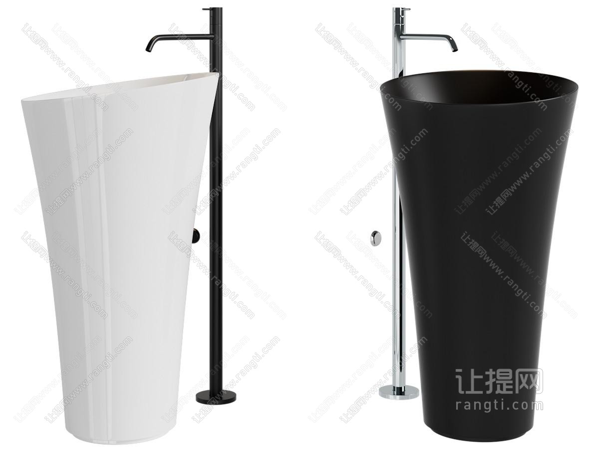 现代立式洗手台 水龙头