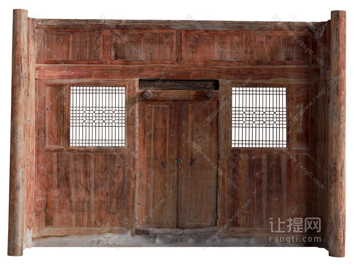 新中式破旧实木双开门 大门 入户门