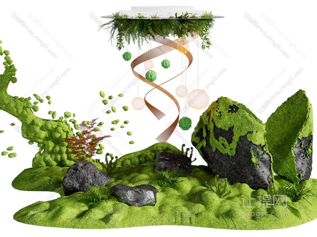 现代苔藓 石头景观园艺小品