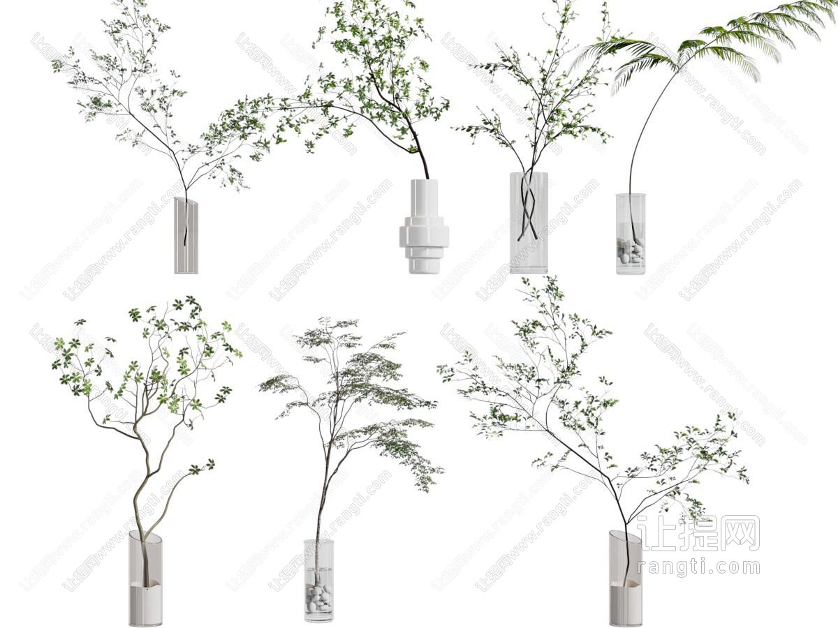 现代玻璃花瓶花卉