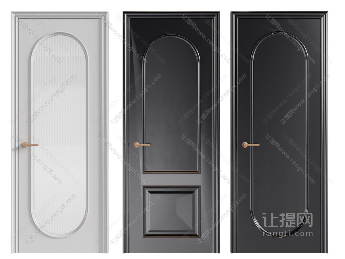 法式木门 平开门 房门 玻璃门