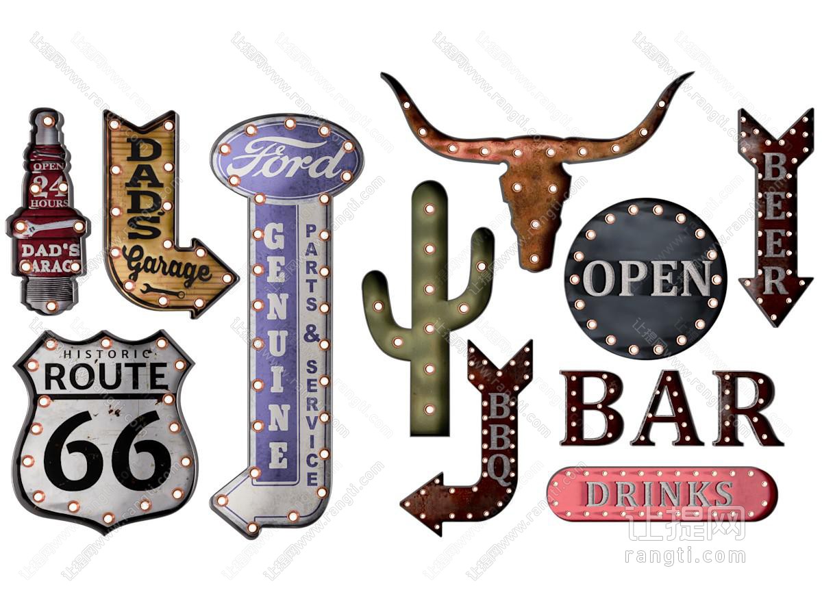 工业风loft箭头指示灯 墙饰挂件