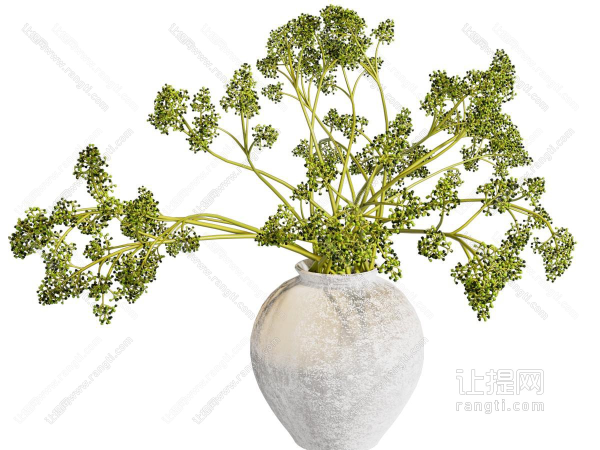 侘寂风陶艺花瓶花卉