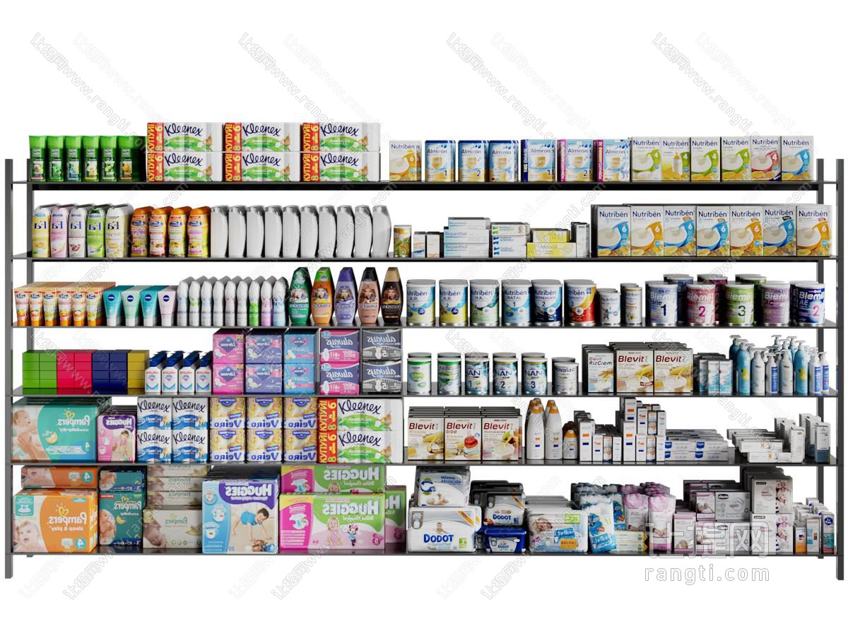 现代超市生活用品货架 展柜