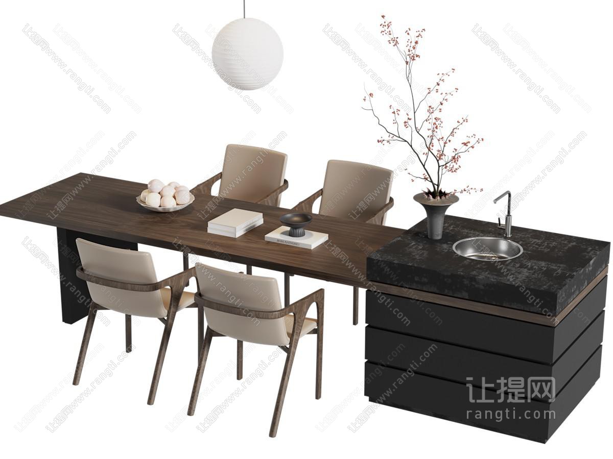 侘寂风吧台餐桌椅组合