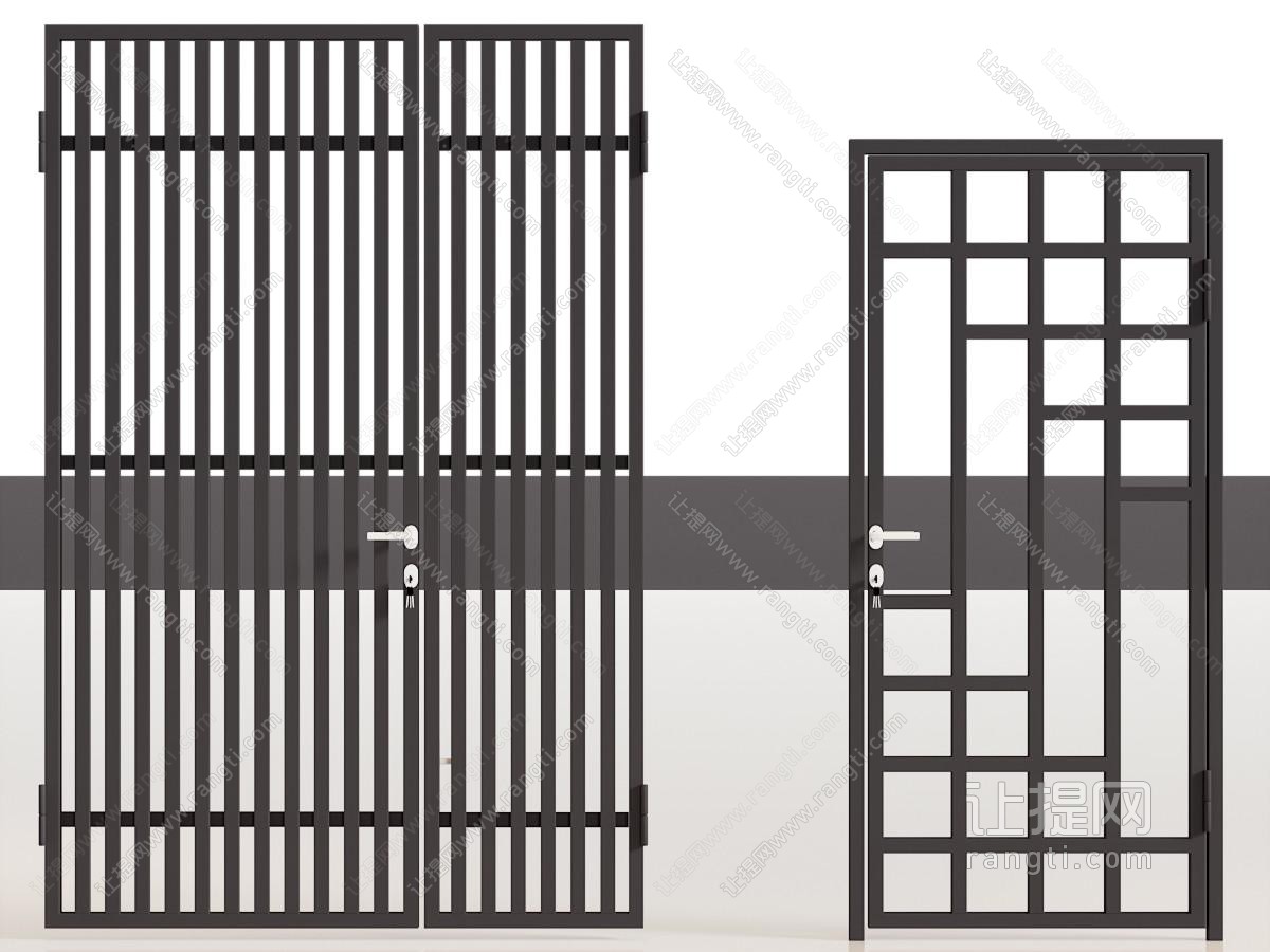 现代金属平开门 防盗门 大门 入户门