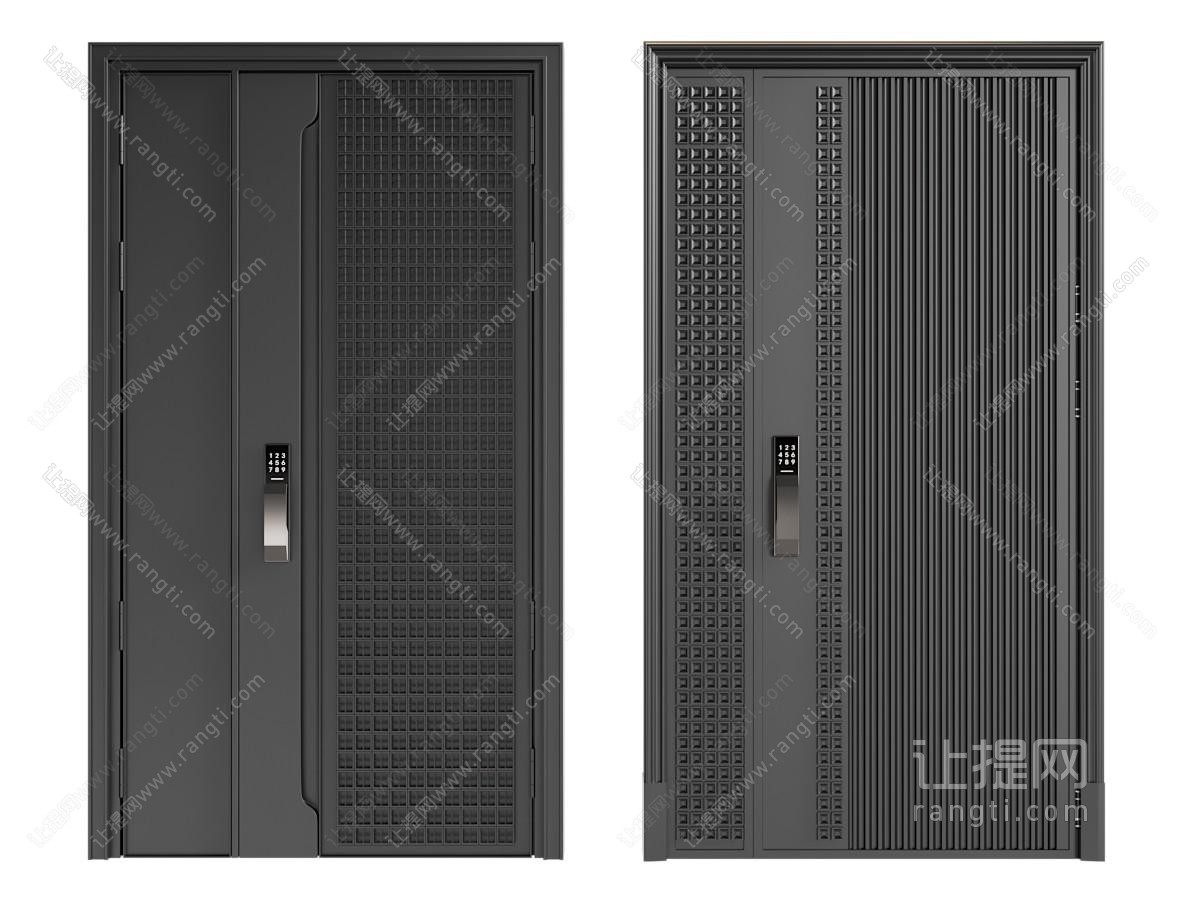 现代密码锁入户门 子母平开门 防盗门